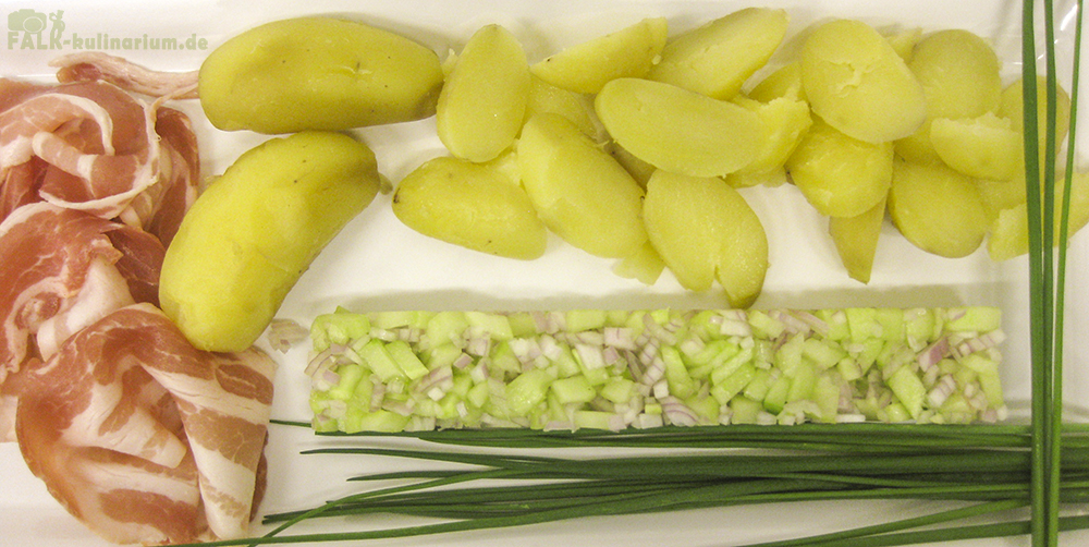 Vorbereitungsarbeiten für den Kartoffel-Speck-Salat