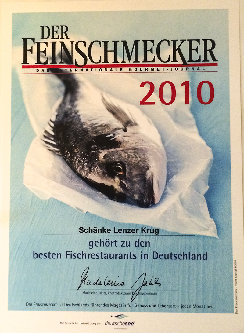 Urkunde beste Fischrestaurants in Deutschland