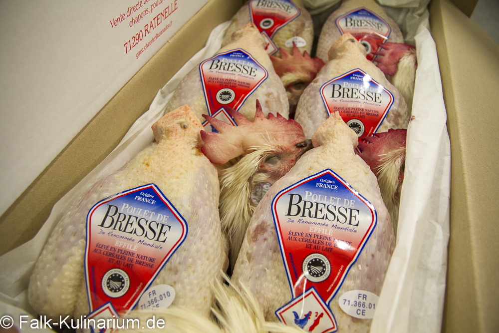 Bresse Hühner auf dem Rungis Markt in Paris